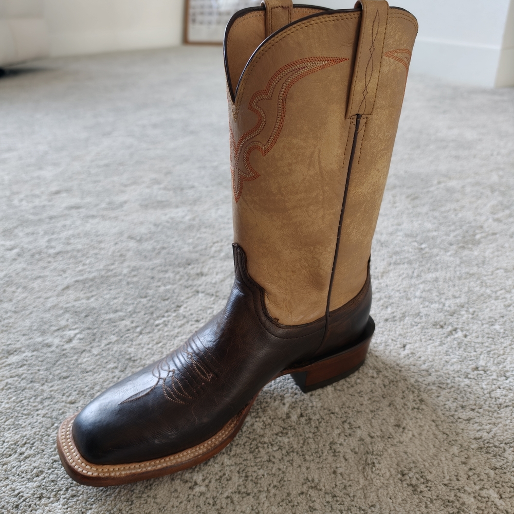Lucchese Two-Tone Western Boots in Dark Brown and Tan